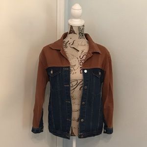 Brown and denim jean jacket